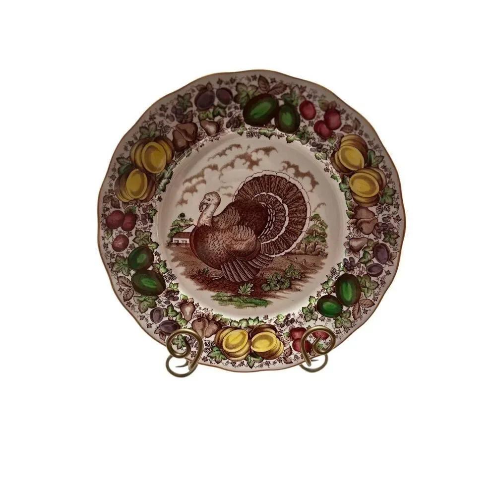 Barker Bros LTD Turkey Plate Pumpkins England Royal Tudor Ware Pear Thanksgiving
